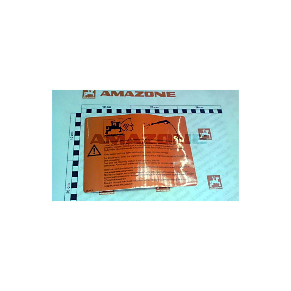 Autocollant orange attention ME1430 Amazone