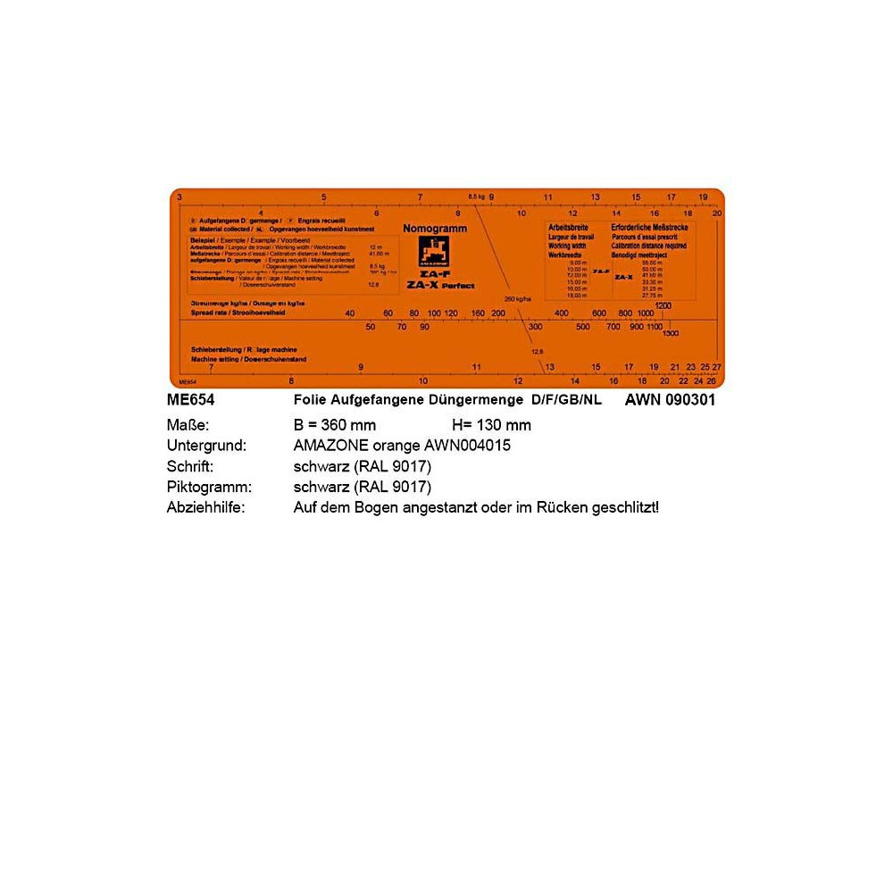 Autocollant reglage debit ZA-F-OC-X ME654 Amazone