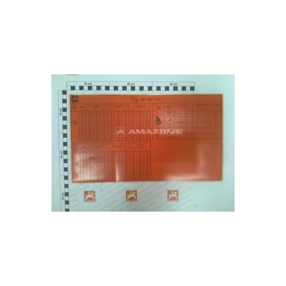 Autocollant ED reglage 650/900/1100 ME686 Amazone