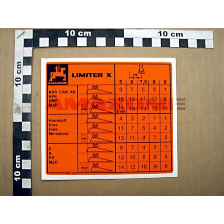 Autocollant limiter X Réf. ME730 - AMAZONE Autocollant limiter X Réf. ME730 - AMAZONE