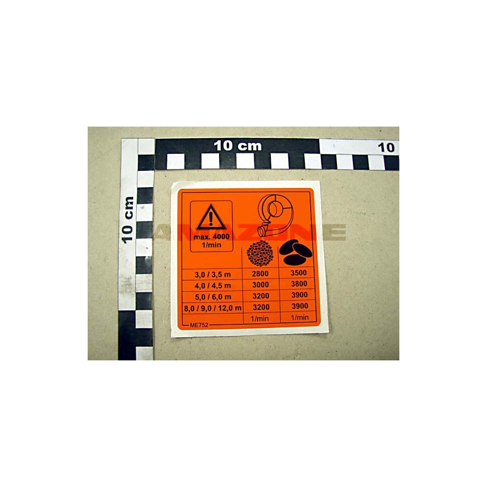 Autocollant tableau regime turbine ME752 Amazone