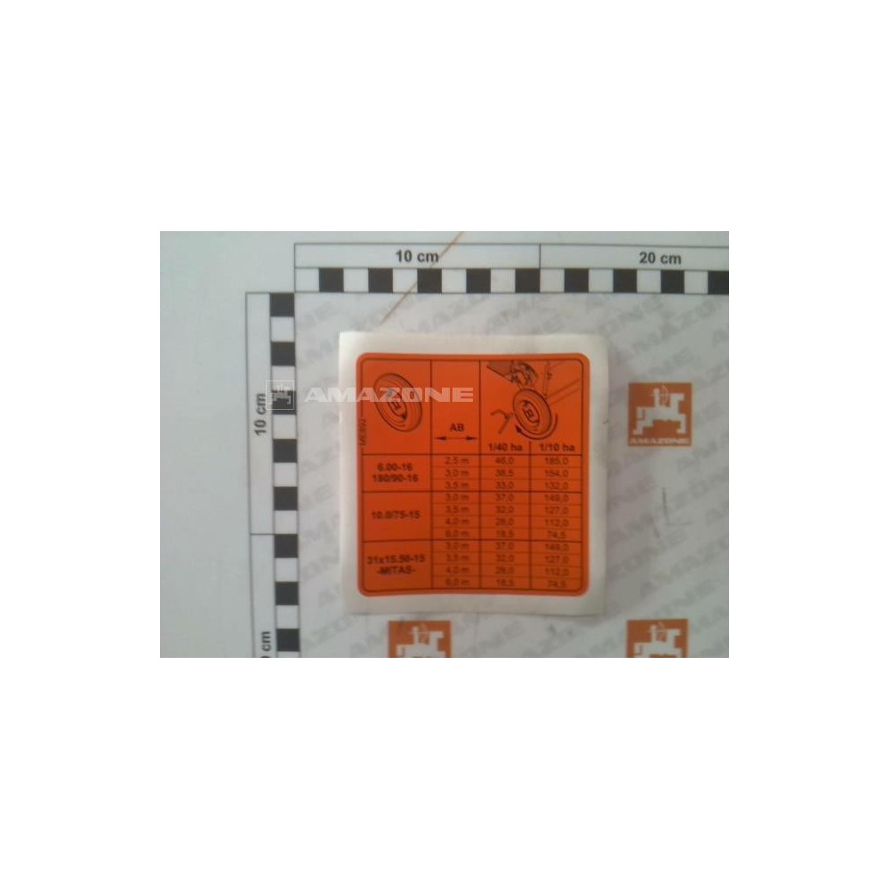 Autocollant nbre tour roue debit D9 ME892 Amazone