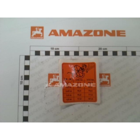 AUTCOLLANT TAB.REGLAGE AD25/4000 Réf. ME894 AMAZONE AUTCOLLANT TAB.REGLAGE AD25/4000 Réf. ME894 AMAZONE