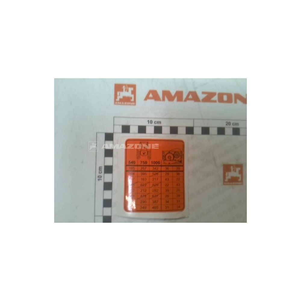 Autocol. tableau rapport vitesse ME935 Amazone
