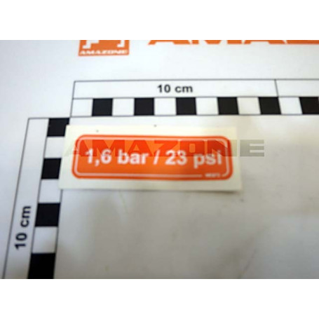 Autocollant 1.6 BAR / 23 PSI Réf. ME973 - AMAZONE Autocollant 1.6 BAR / 23 PSI Réf. ME973 - AMAZONE