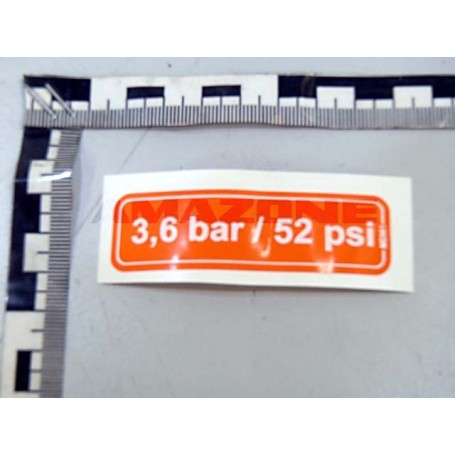 Autocollant 3.6 BAR / 52 PSI Réf. ME981 - AMAZONE Autocollant 3.6 BAR / 52 PSI Réf. ME981 - AMAZONE