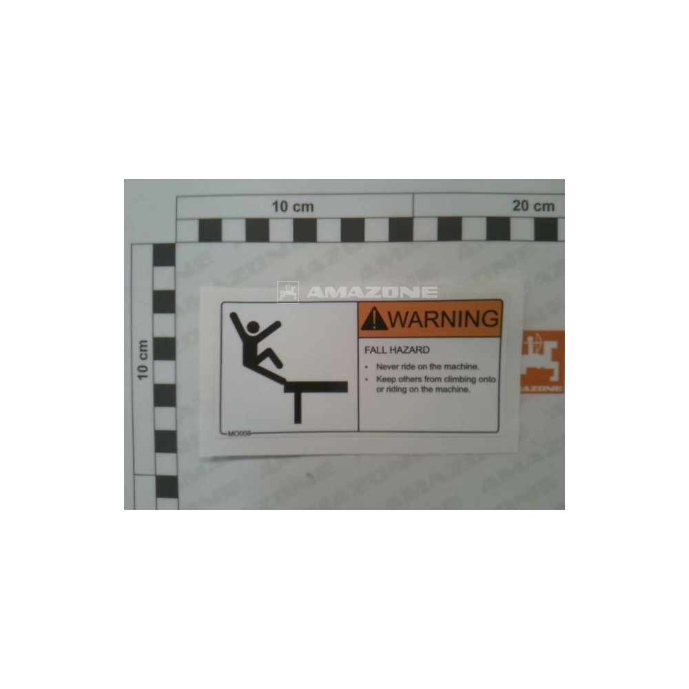 Autocollant avertissement chute MO008 Amazone