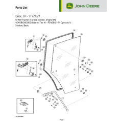 Trousse de vitre John Deere série 6000, porte gauche pour JOHN DEERE