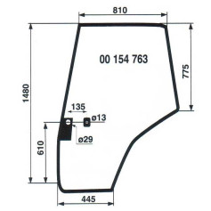 Vitre de porte gauche réf. 3907221M1 - Massey Ferguson Vitre de porte gauche réf. 3907221M1 - Massey Ferguson
